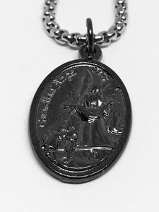 Saint Michael Gun Metal Medal Necklace