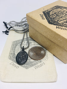 Saint Michael Gun Metal Medal Necklace