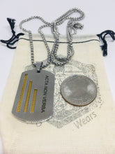 Load image into Gallery viewer, Dog Tag Necklace Military Pendant - &quot;Acta Non Verba&quot; Engraved