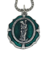 Load image into Gallery viewer, Saint Christopher Green Enamel Medal Necklace