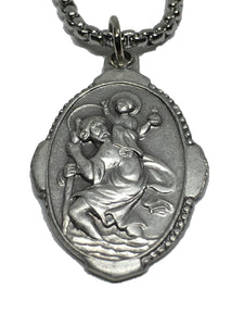 Saint Christopher Unique Oval Medal Necklace